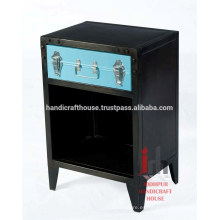 Hierro negro pequeño almacenamiento 1 cajón dormitorio muebles nightstand